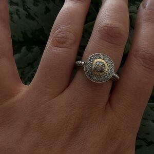 18k Gold and 925 Sterling Silver Diamond Ring